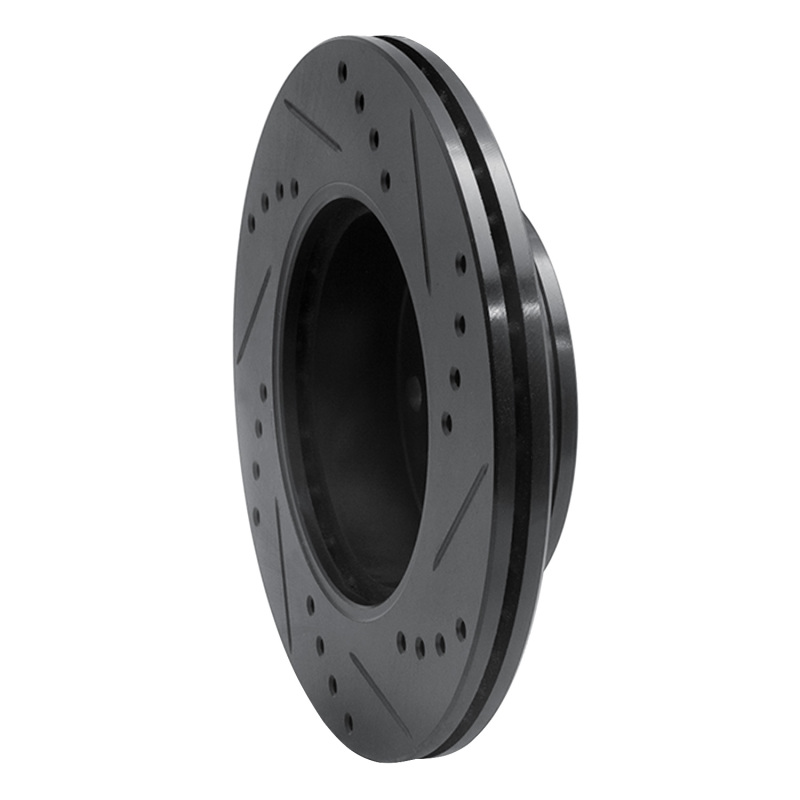 Dodge Verna Brake Rotor (1) - Front Left - R1 Concepts - Drilled & Slotted - Black - `03-`06